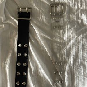 set of two adjustable belts. black & clear